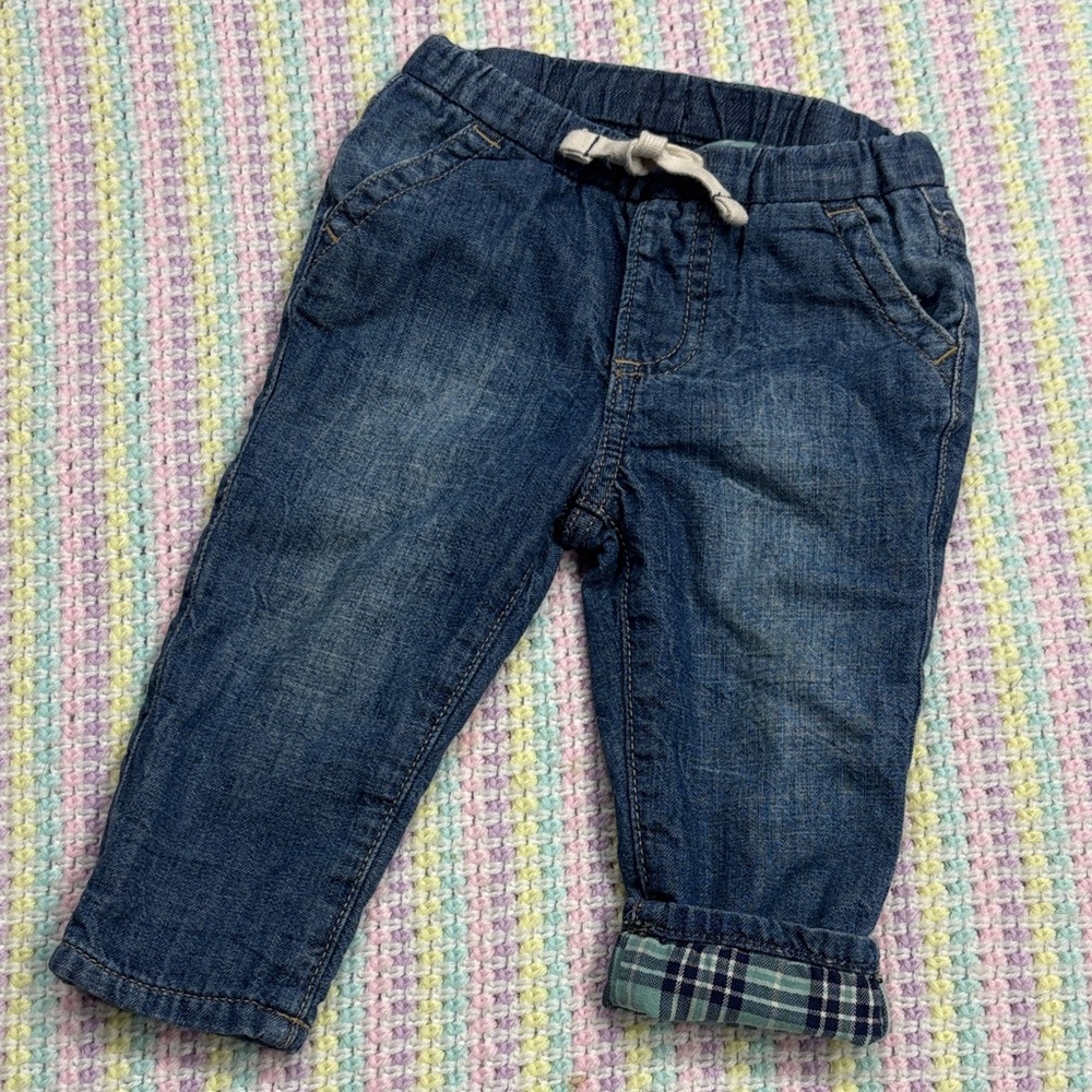 GAP Denim Baby Kids Medium Wash Blue "My First Easy Slim" Lining Jeans 6-12M !